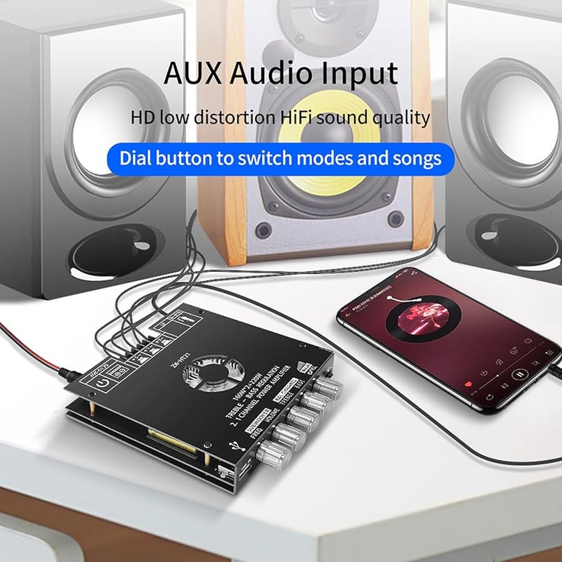 لوحة مكبر صوت ZK HT21 2 1 قناة بقوة 320 واط مع مكبر صوت فرعي ومروحة صامتة لمكبرات الصوت المنزلية DIY - Image 2